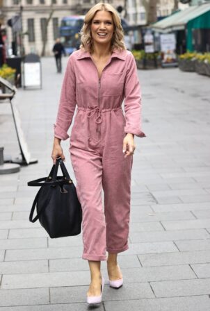 Charlotte Hawkins - Seen in a pink jumpsuit at Classic FM studios in London