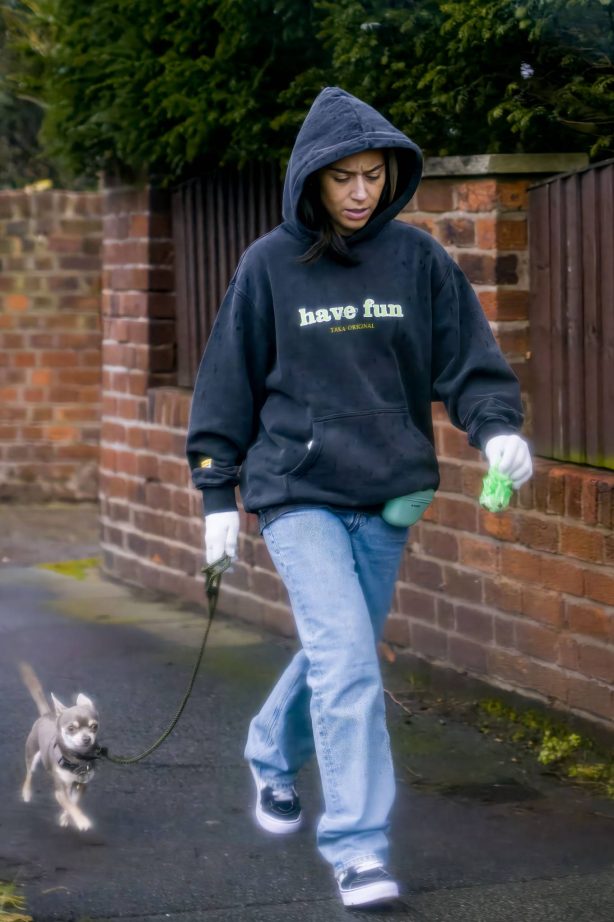 Chelcee Grimes - On a stroll with her pet pooch in Liverpool