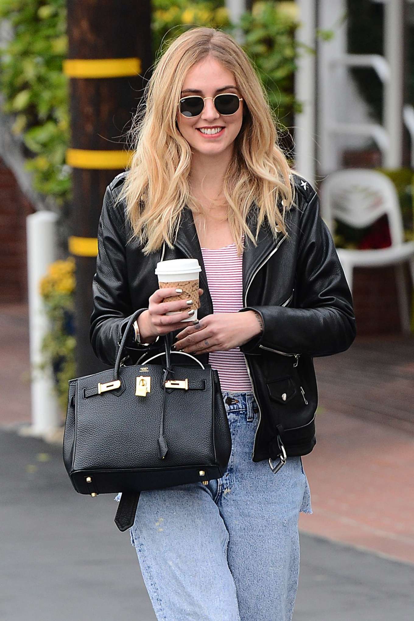 Chiara Ferragni in Jeans Out for coffee in Los Angeles