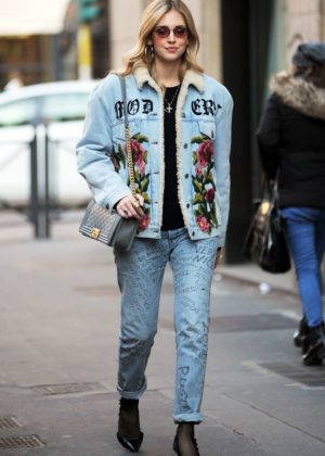 Chiara Ferragni in Jeans Out in Milan