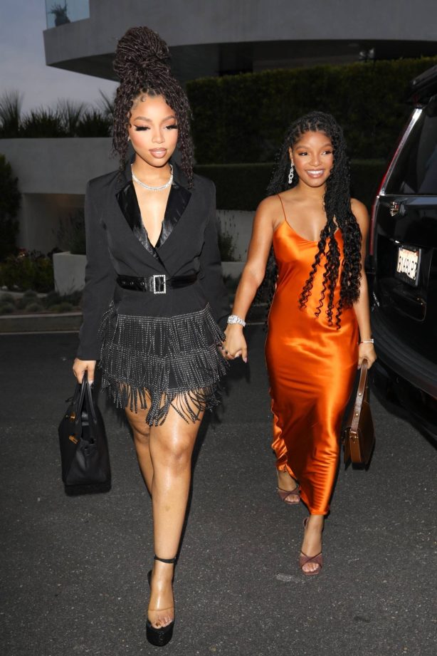 Chloe Bailey - With Halle Arriving at the Jennifer Lopez X Revolve collab party
