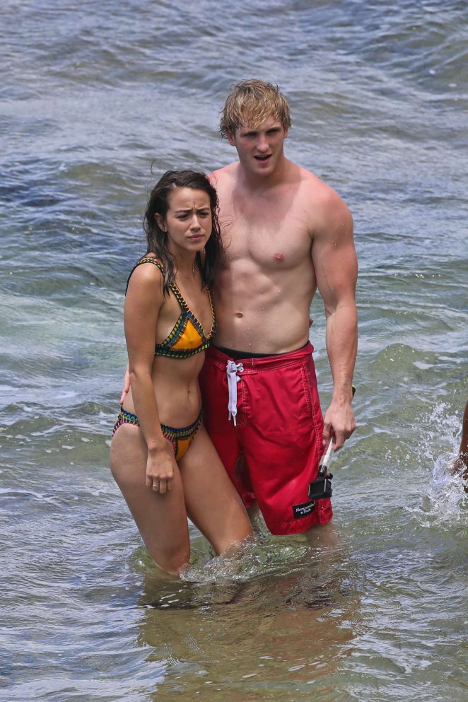 Chloe Bennet in Bikini with boyfriend at the beach in Hawaii