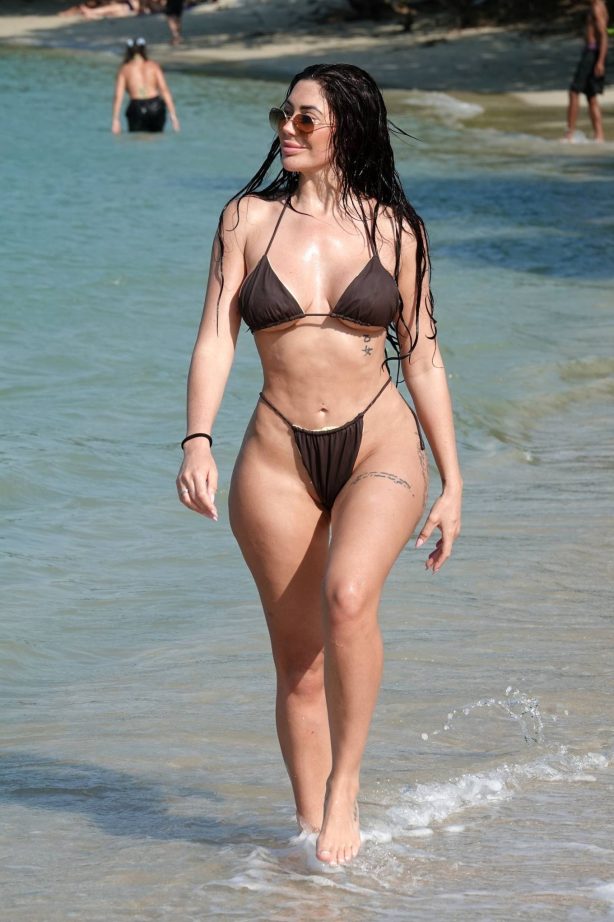 Chloe Ferry - In a dark brown bikini on the beach with her boyfriend Johnny Wilbo in Thailand