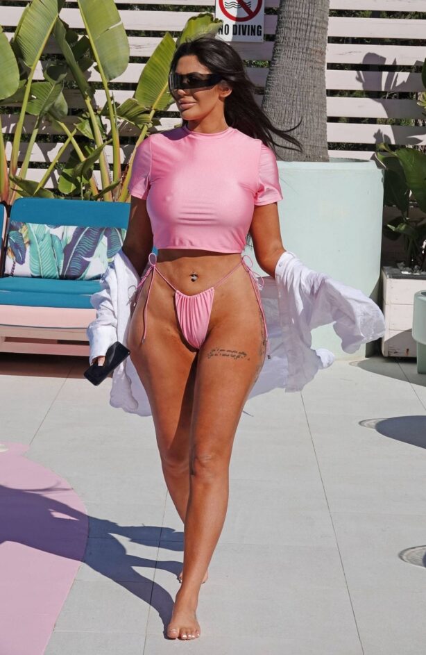Chloe Ferry - In a pink bikini out on holiday in Ibiza