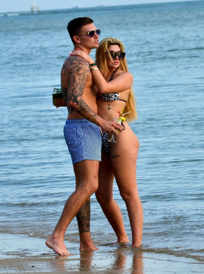 Chloe Ferry in Bikini with boyfriend at the beach in Thailand