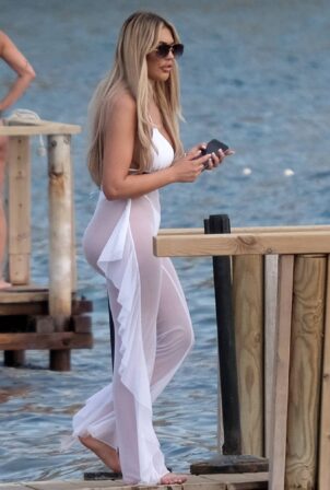 Chloe Ferry - Rocks in a white bikini in Ibiza