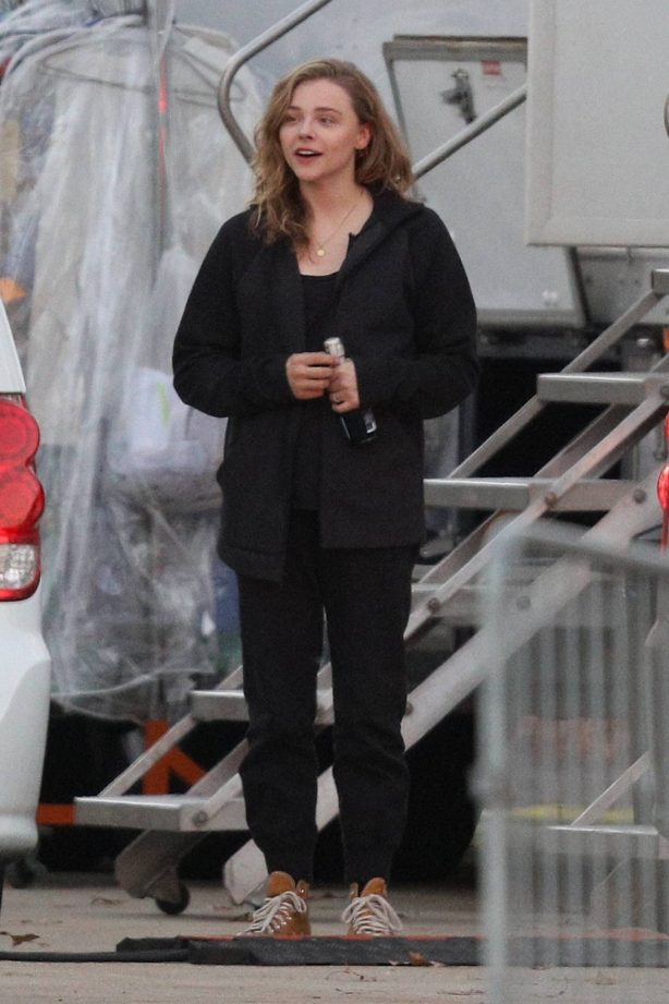 Chloe Grace Moretz - Filming Sci-Fi film Mother-Android in Boston
