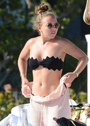 Chloe Green in Black Bikini Top on Miami Beach