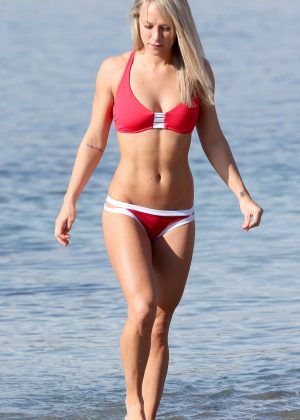 Chloe Madeley in Red Bikini on holiday in Ibiza
