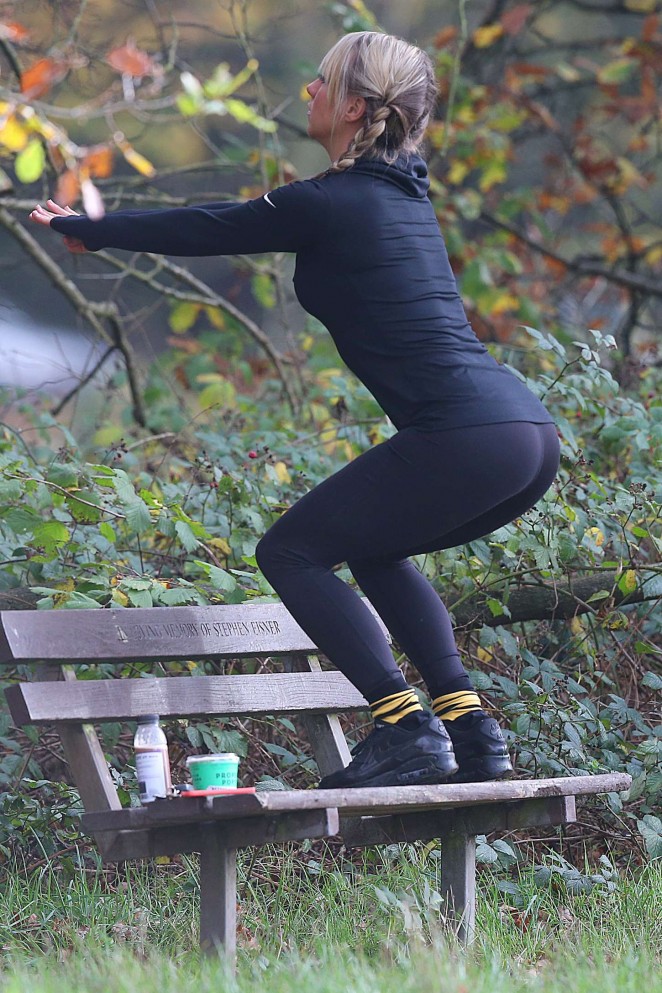 Chloe Madeley in Tights Working out on Hampstead Heath