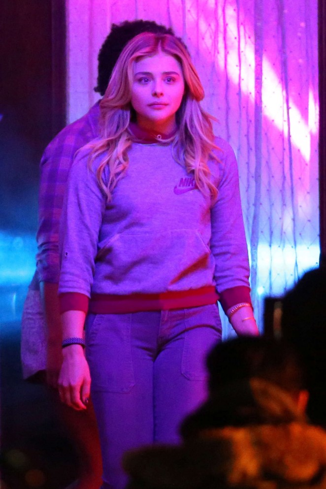 Chloe Moretz - Filming a party scene on set of 'Neighbors 2' in Los Angeles