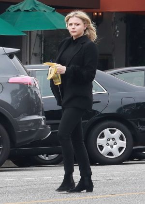 Chloe Moretz in Black out in Beverly Hills