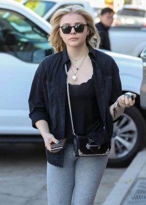 Chloe Moretz in Grey Tights out and about in Los Angeles