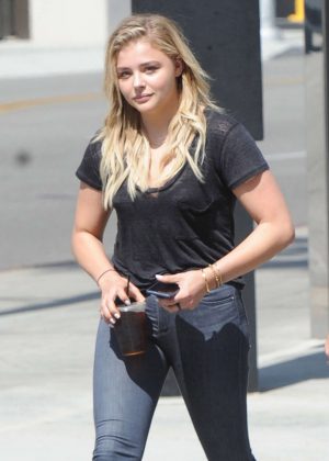 Chloe Moretz in Jeans and Black Shirt Out in Beverly Hills