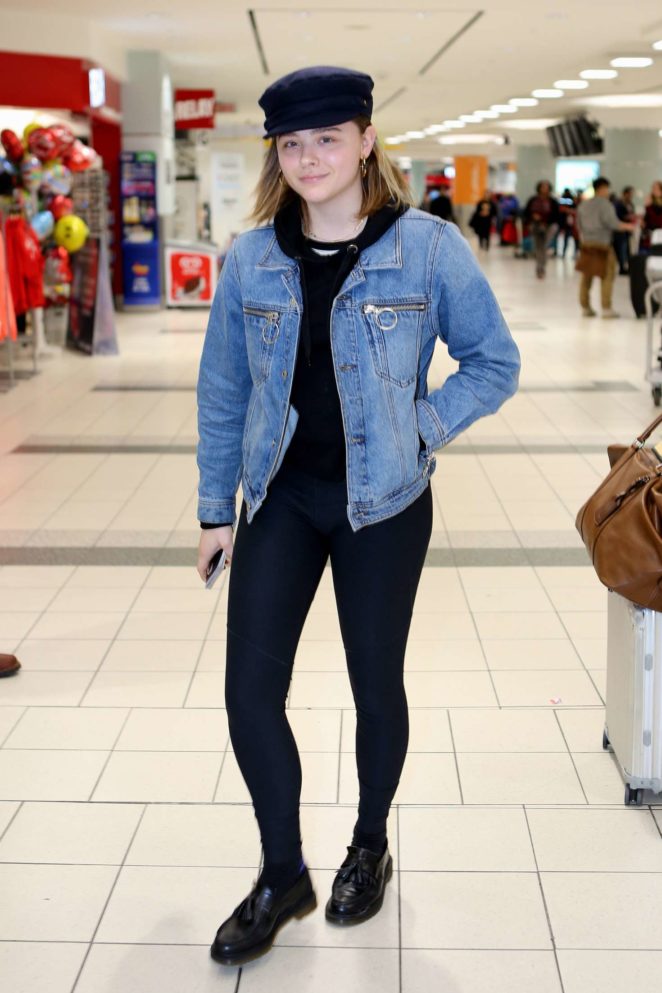 Chloe Moretz in Leggings at Toronto Airport in Toronto