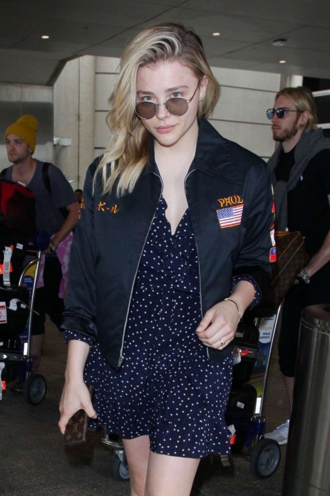 Chloe Moretz in Mini Dress at LAX Airport in Los Angeles
