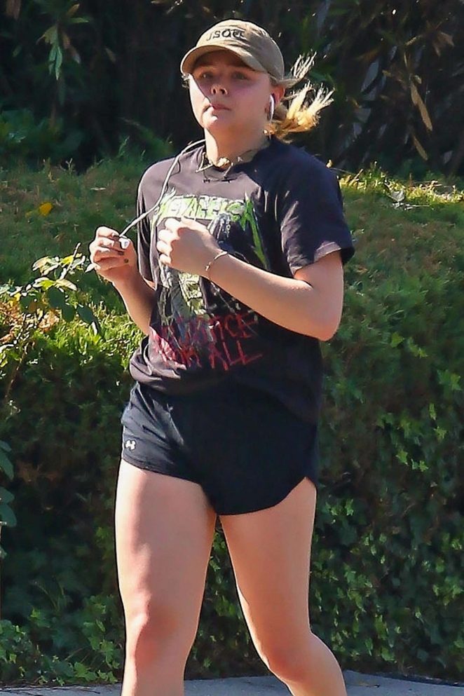 Chloe Moretz in Shorts - Jogging in Los Angeles