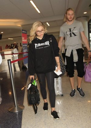 Chloe Moretz in Tights at LAX Airport in LA