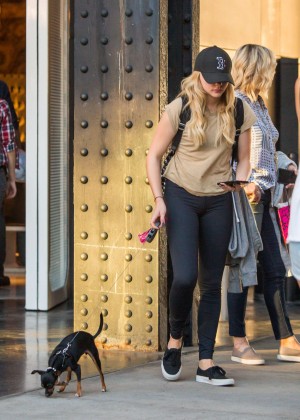 Chloe Moretz in Tights walking her dog in NY