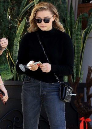 Chloe Moretz with her family at Il Pastaio in Beverly Hills