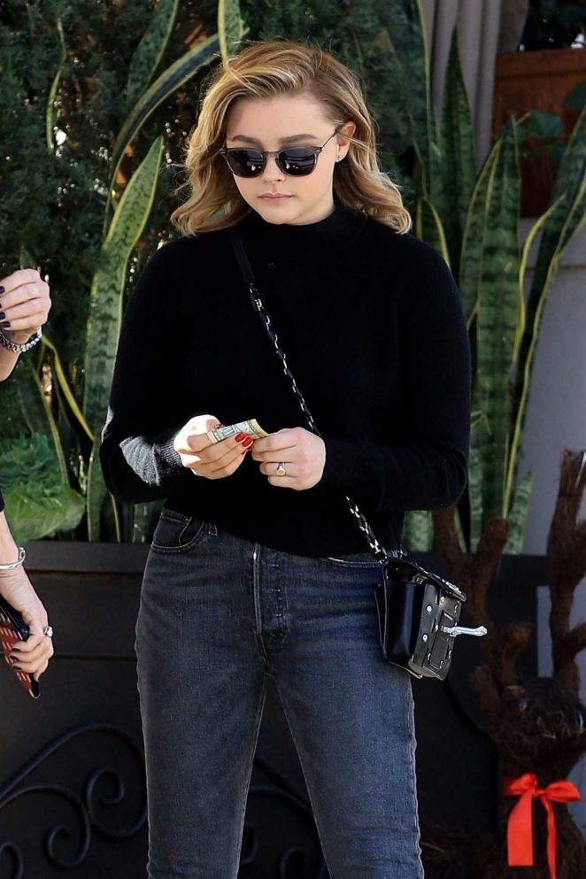 Chloe Moretz with her family at Il Pastaio in Beverly Hills