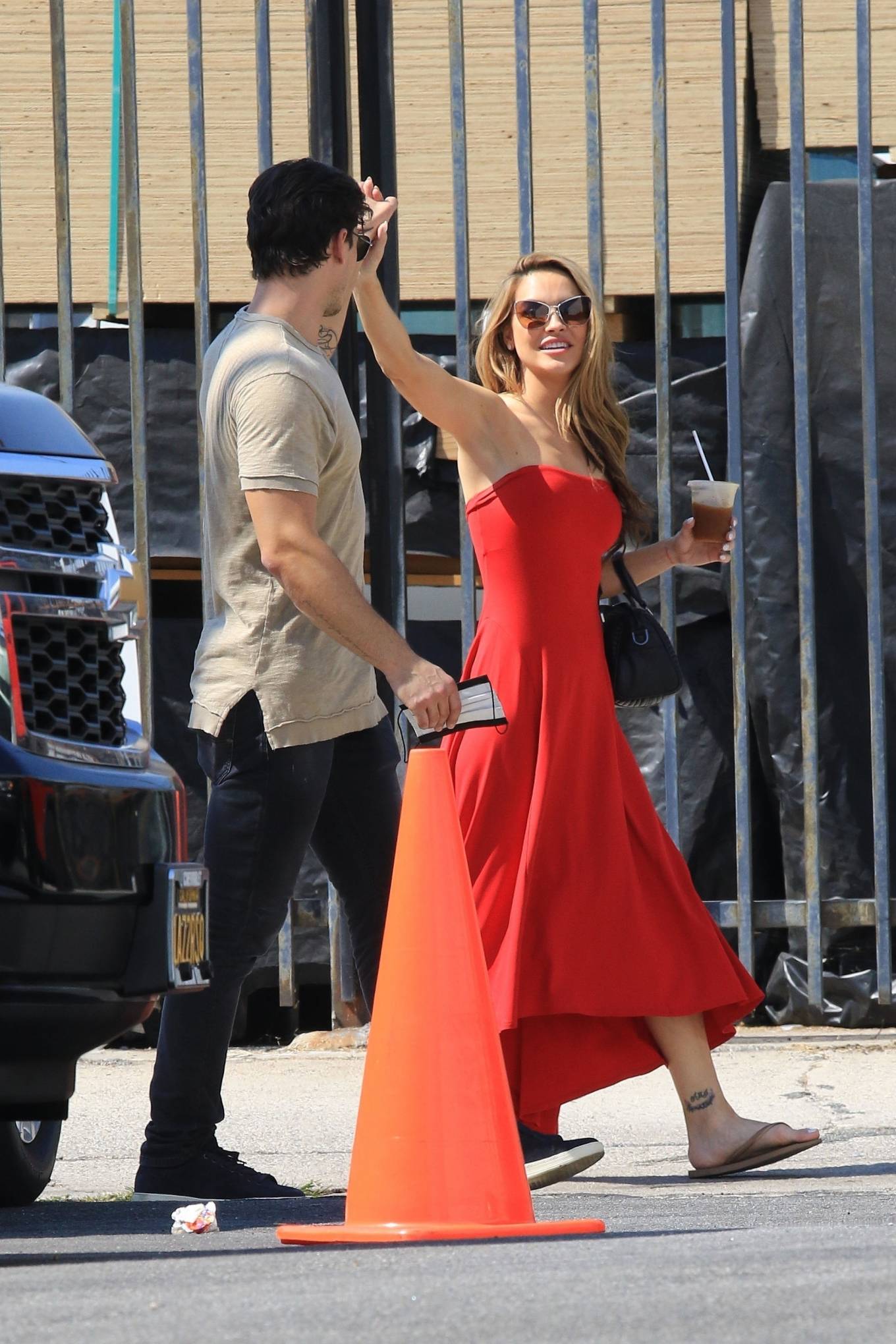 Chrishell Stause 2020 : Chrishell Stause – In a red dress at DWTS studio in Los Angeles-07