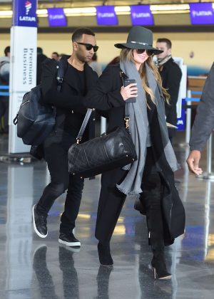 Chrissy Teigen and John Legend at JFK airport in NYC
