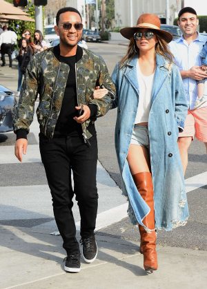 Chrissy Teigen and John Legend - Leaving Il Pastaio in Beverly Hills