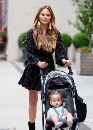 Chrissy Teigen - Takes baby Luna for a stroll in New York