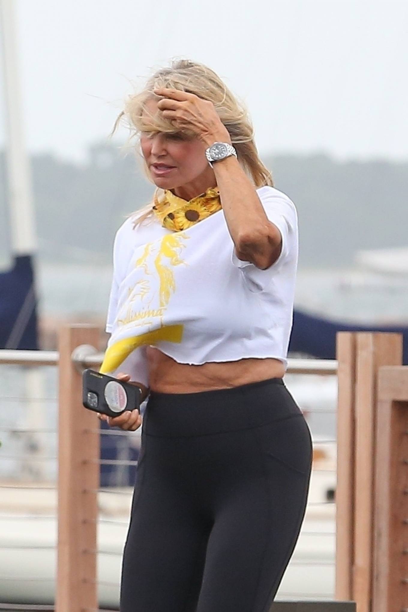 Christie Brinkley – Capturing with phone Tropical Storm Isaias approaching The Hamptons