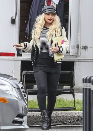 Christina Aguilera - Filming her new movie 'Zoe' in Toronto