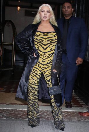 Christina Aguilera - Is seen as she exits The Greenwich Hotel in New York