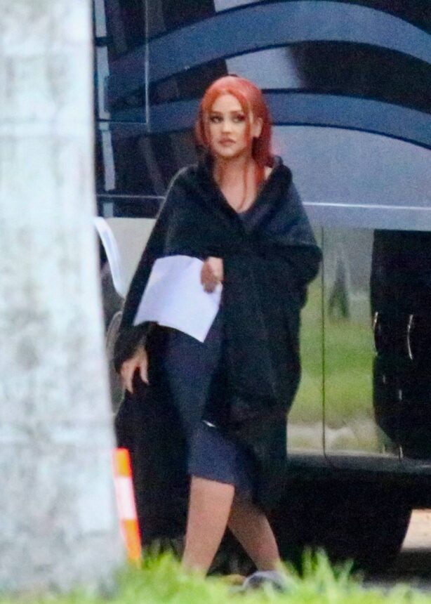 Christina Aguilera - On the set of her new music video in Miami