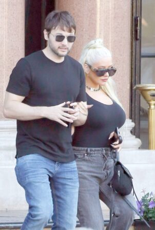 Christina Aguilera - With Matthew Rutler shopping candids in France