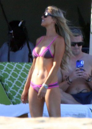 Christina El Moussa in Purple Bikini on the pool in Cabo San Lucas