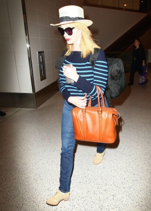 Christina Hendricks in Jeans at LAX airport in LA