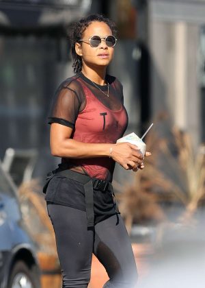 Christina Milian in Tights After a morning workout in West Hollywood