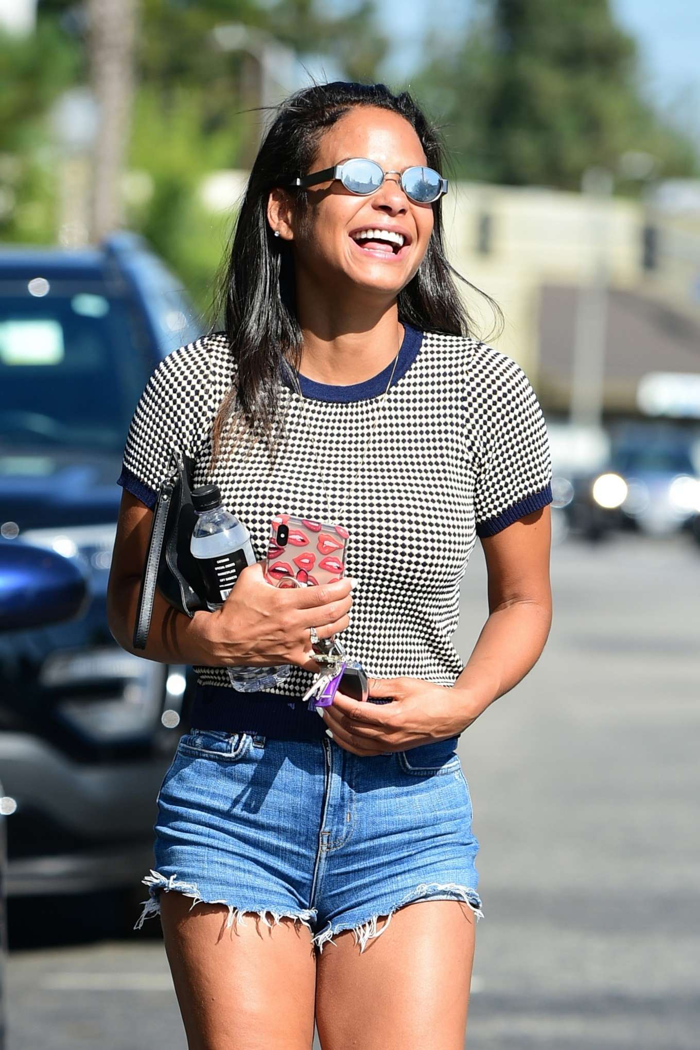 Christina Milian in Cut-offs â€“ Leaving Joans on Third in Studio City