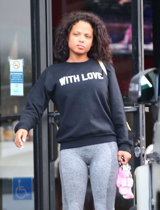 Christina Milian in Grey Tights Out in Los Angeles