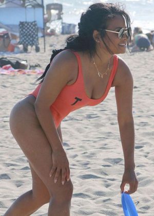 Christina Milian in Swimsuit at a beach in Malibu