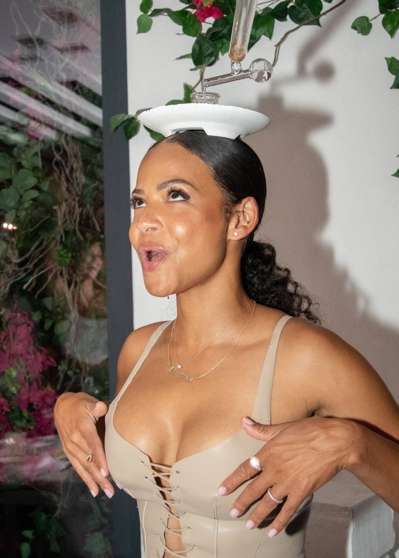 Christina Milian - Smashes plates at 'Gioia' before partying with Bob Sinclar in Saint-Tropez