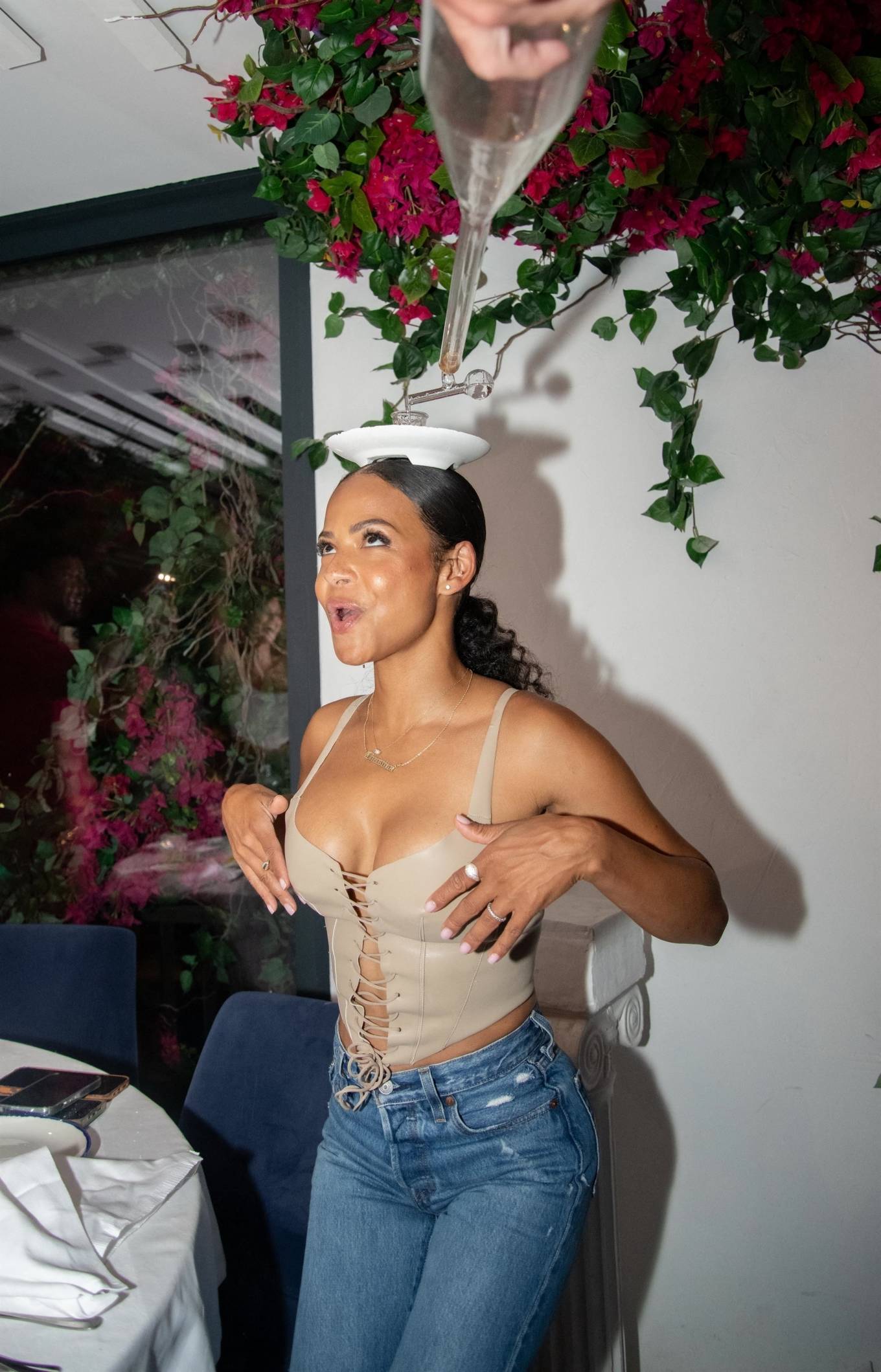 Christina Milian 2022 : Christina Milian – Smashes plates at Gioia before partying with Bob Sinclar in Saint-Tropez-08