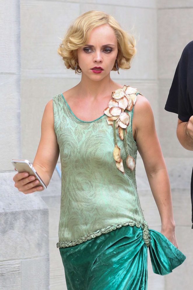 Christina Ricci on the set of 'Z: The Beginning of Everything' in New York
