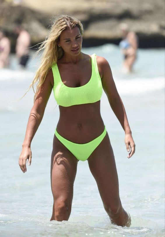 Christine McGuinness in Lime Green Bikini on holiday in Spain