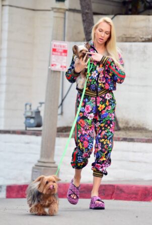 Christine Quinn - Dons a multi colored gucci track suit in Los Angeles