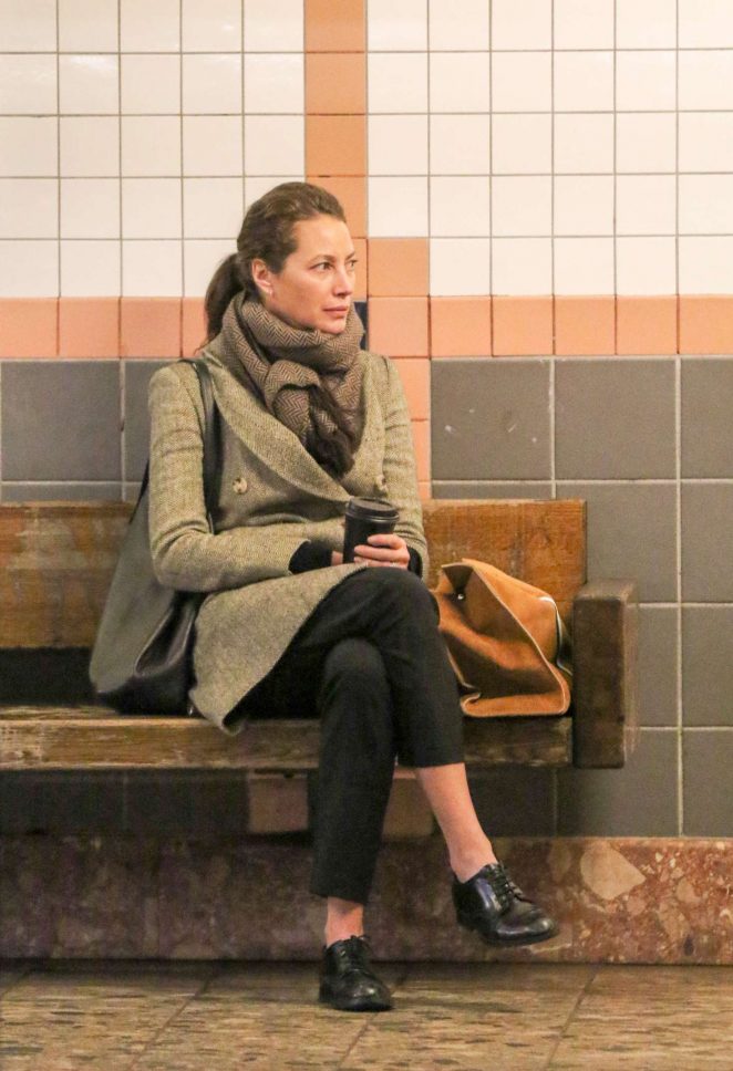 Christy Turlington at the subway in Tribeca