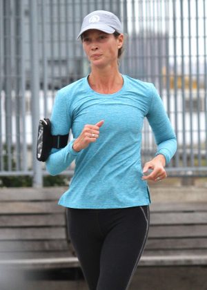 Christy Turlington in Tights jogging in NY