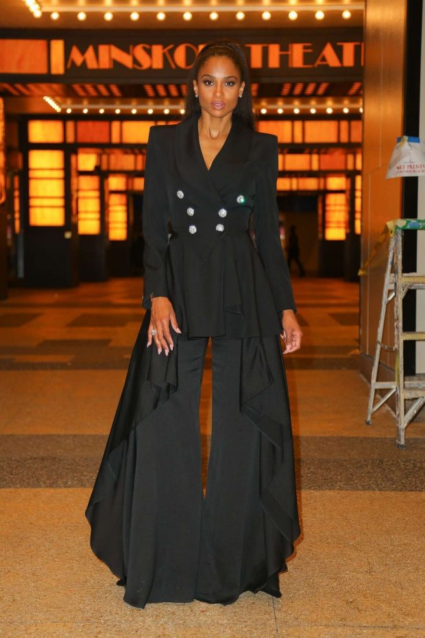 Ciara in Black Pantsuit - Out in New York City