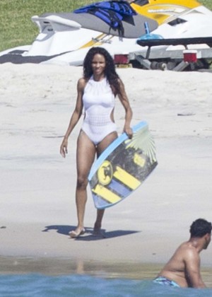 Ciara in White Swimsuit in Mexico