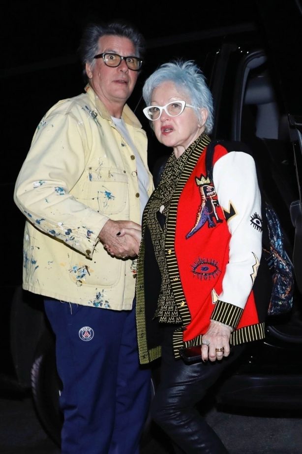 Cindy Lauper - With her husband David Thornton during a night out at San Vicente Bungalows